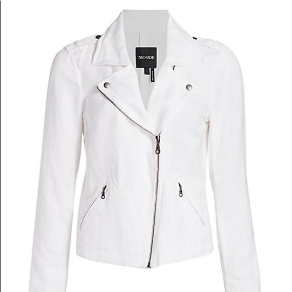 NIC+ZOE Jackets & Blazers - Nic & Zoe White Linen Moto Jacket NWOT